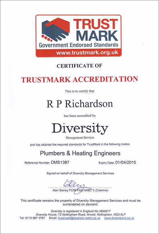 Robin Richardson Plumbing & Heating Qualifications