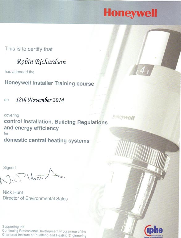 Robin Richardson Plumbing & Heating Qualifications
