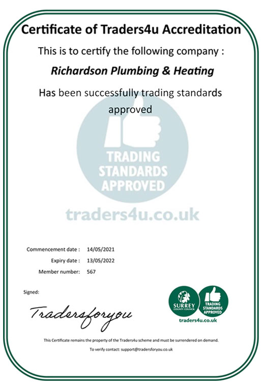 Robin Richardson Plumbing & Heating Qualifications
